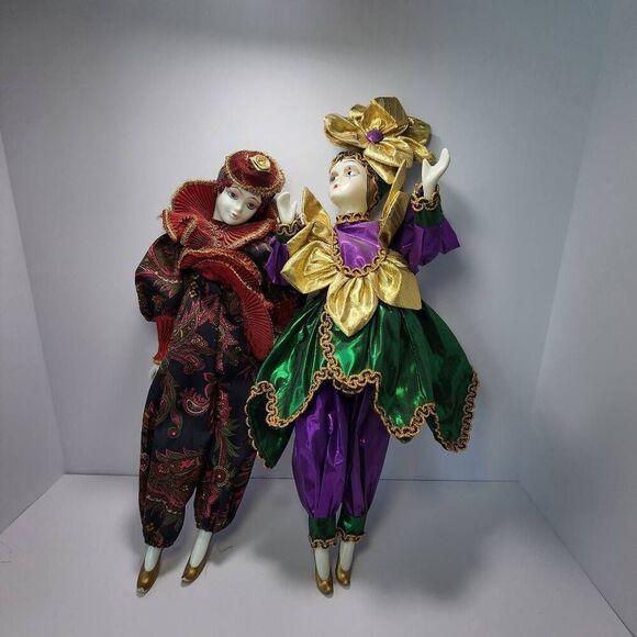 2x Porcelain Music Dolls 16.5" wind up musical dolls - Picture 1 of 7